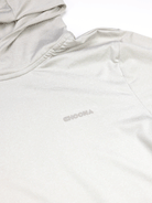The Choona Grayton Ultra-Lightweight Hoodie in light gray, made with Breathable Performance fabric and CHOONA printed on the chest in matching gray, is displayed flat on a white surface.
