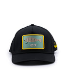 Choona X Dent Redfish Snapback by Choona: black snapback with an embroidered redfish patch featuring two chain links, a yellow border, and a small yellow side logo.