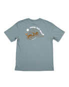 The Choona Armachillo Graphic Tee is a light blue retro surf shirt made from USA-grown cotton, featuring a cartoon tiger surfing and "CHOOSE YOUR WAVE" above the graphic.